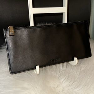 Coach Black Long Slim Leather Zip Pouch Clutch Wallet